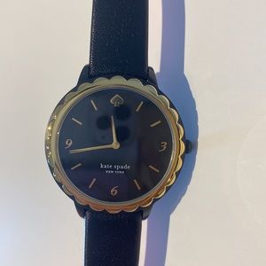 Black Kate Spade Watch with Gold Scalloped Detailing